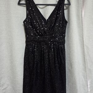Colleen Lopez Black Sequin V-Neck Evening Dress